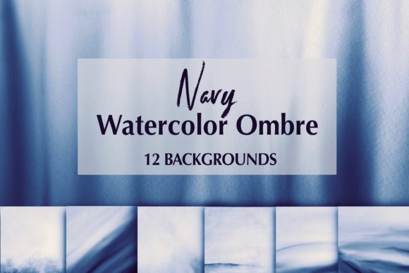 12 Navy Watercolor Ombre Backgrounds