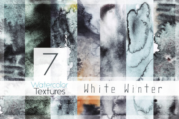 6 White Winter Watercolor Textures Pack