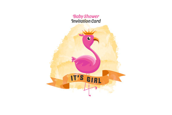Baby Shower Card Watercolor Flamingo Print Templates