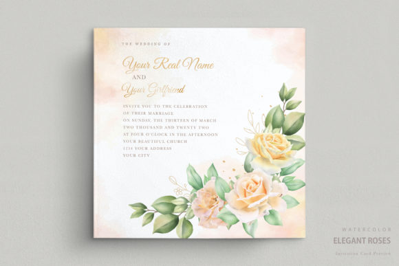Beautiful Watercolor Wedding Invitation: A Print Template for Delicate Branding