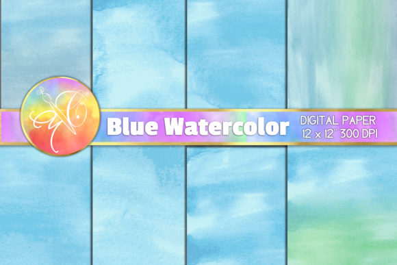Blue Watercolor Digital Paper & Backgrounds