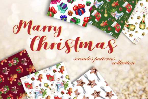 Christmas Seamless Watercolor Patterns