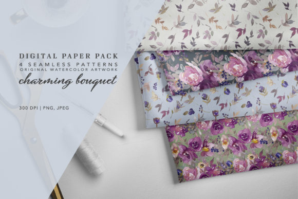 Digital Paper Pack Watercolor Seamless Patterns