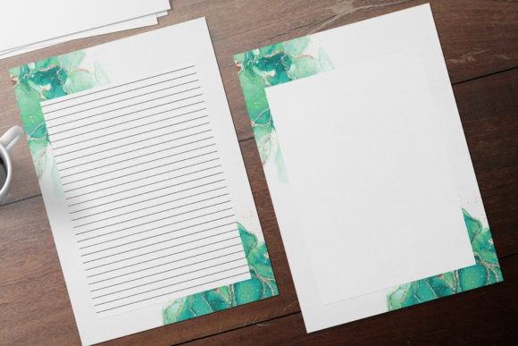 Green and Gold Watercolor Stationery Print Templates