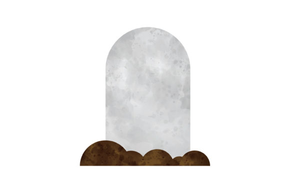 Halloween Watercolor Icon Gravestone and Icons