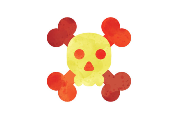 Halloween Watercolor Icon Skull and Bone