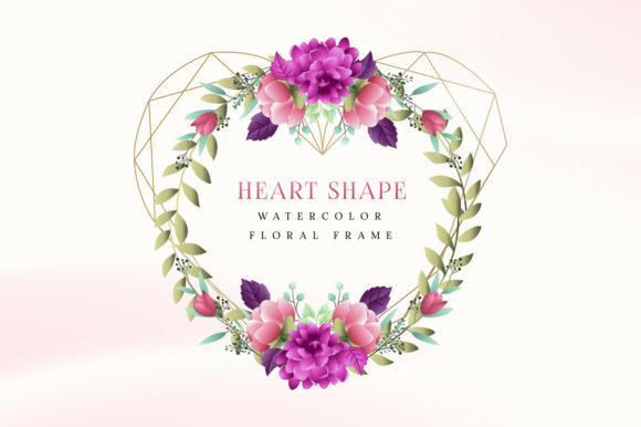 Heart Shape Watercolor Floral Frame for Marketing and Graphic Templates