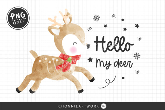 Hello My Deer Watercolor Print Templates