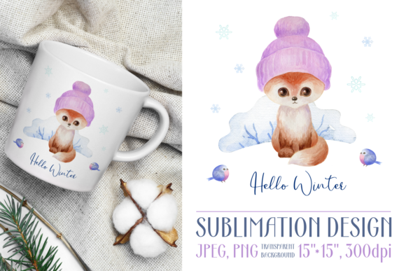 Hello Winter. Watercolor Design with Fox Crafts