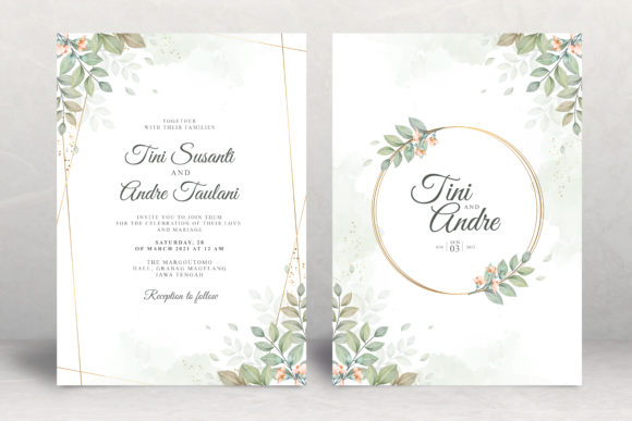 Leaves Watercolor Wedding Invitation and Print Templates