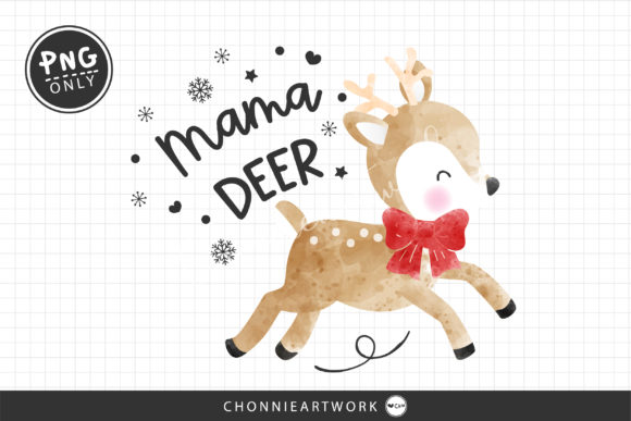 Mama Deer, Watercolor & Print Templates