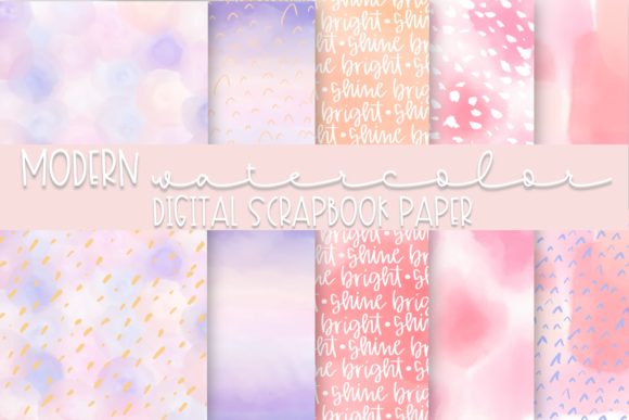 Modern Watercolor Digital Paper & Backgrounds