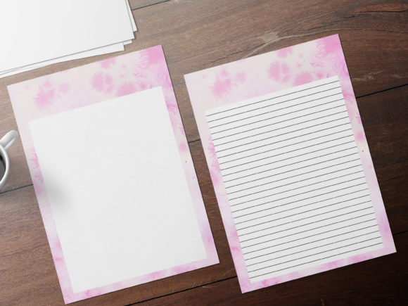 Pink Watercolor Stationary Sheet and Print Templates