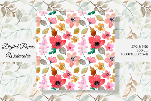 Seamless Pattern Floral Watercolor 9 for Editorial and Web Design