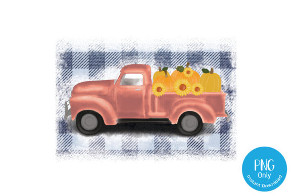 Vintage Pumpkin Truck Watercolor Crafts