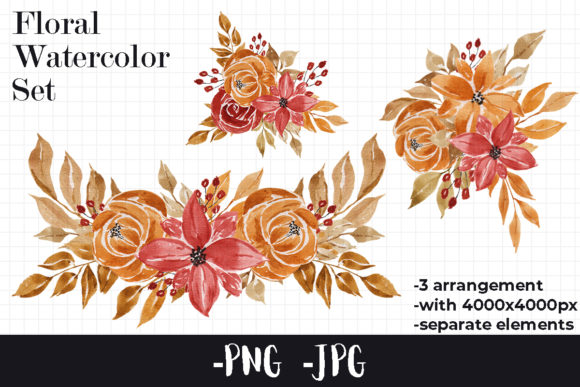 Watercolor Autumn Floral Bouquet 3 & Crafts