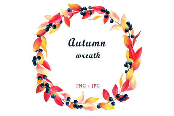 Watercolor Autumn Wreath Clipart & Crafts