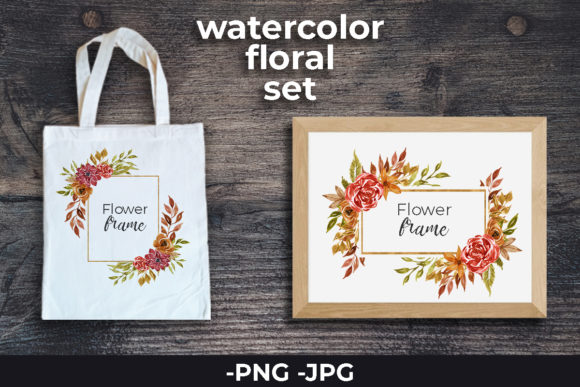 Watercolor Autumnal Floral Frame