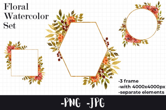 Watercolor Autumnal Floral Frame 2 for Crafts
