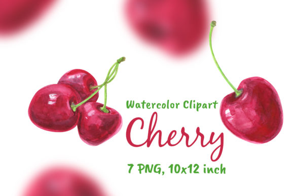 Watercolor Cherry Clipart Food Png for Embroidery Projects