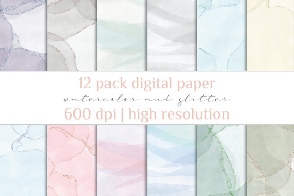 Watercolor Digital Paper Pack Bundle and Backgrounds