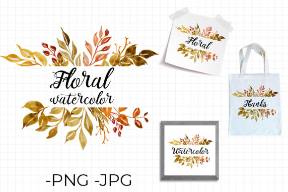 Watercolor Floral Autumn Fall Frame