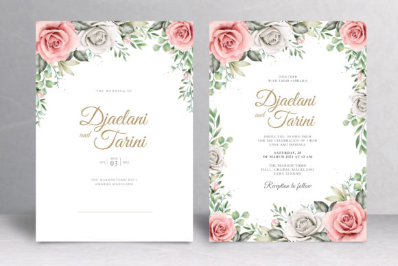 Watercolor Floral Wedding Card Template and Print Templates