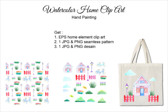 Watercolor Home Clip Art and Print Templates