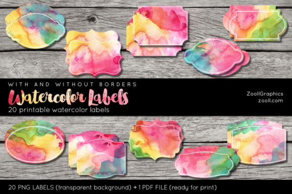 Watercolor Labels for Crafts and Creative Design