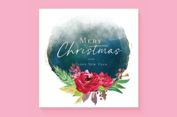 Watercolor Merry Christmas Wish Card: A Versatile Print Template for Seasonal Branding