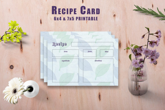 Watercolor Recipe Card Printable V35 and Print Templates