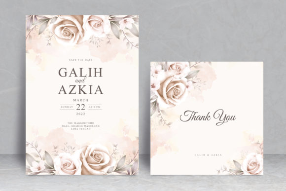 Wedding Card with Soft Floral Watercolor